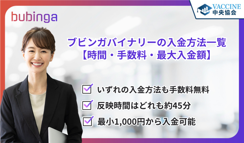 ブビンガバイナリーの入金方法一覧【時間・手数料・最大入金額】