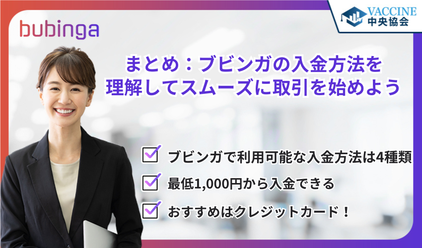 まとめ：ブビンガの入金方法を理解してスムーズに取引を始めよう